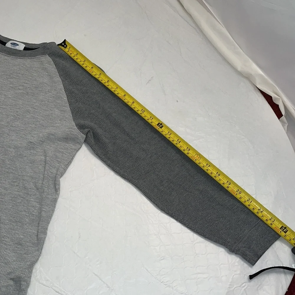 Old Navy gray color block waffle knit thermal long sleeve shirt L = 10-12